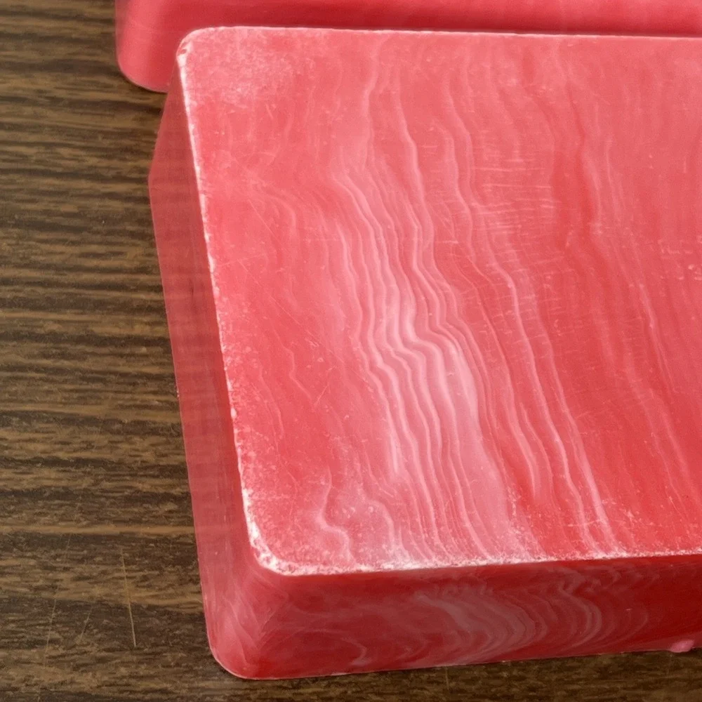 VTG Pink Marbled TILCO Soap / Trinket Box w Floral Embossed Lid Celluloid?